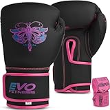 EVO Fitness Guantes Boxeo para Mujer Color Rosa Mate Saco De Boxeo para Muje MMA Muay Thai Artes...