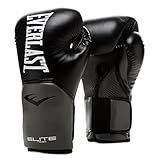 Everlast Pro Style Elite Guantes Unisex para Adultos, Negro/Gris, 453 G (16 Oz) Ue