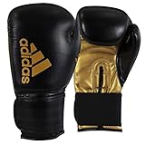 adidas Guantes de Boxeo híbridos 50 para Hombre, Negro/Dorado, 10 oz