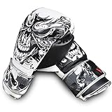 Buddha Fight Wear Guantes de Boxeo Skull Blanco y Negro 12 Onzas